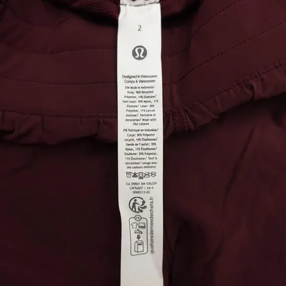 New Lululemon Size 2 Hotty Hot Shorts High Rise HR 4” Lined GARN Garnet - Picture 6 of 8